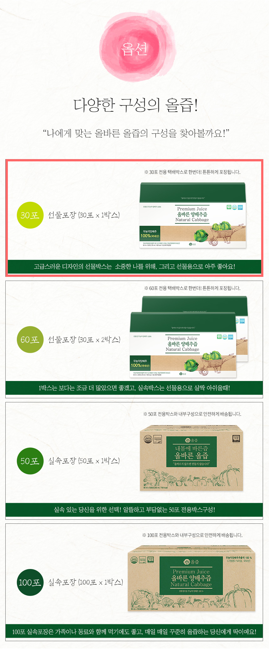 올바른 양배추즙 상품 설명 1