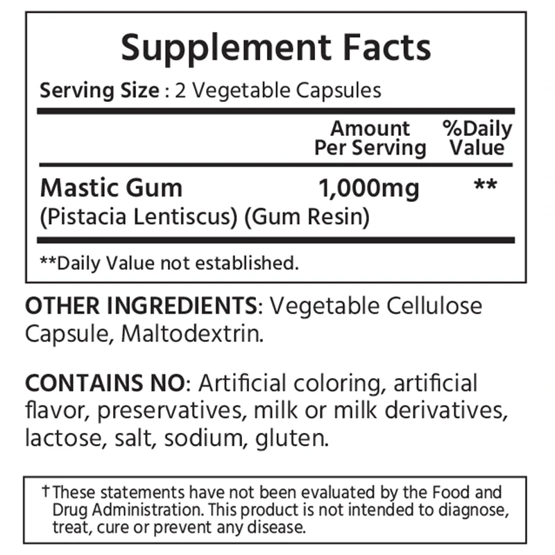 ML Naturals 매스틱검 1000mg 원료·표시사항 상세정보 1